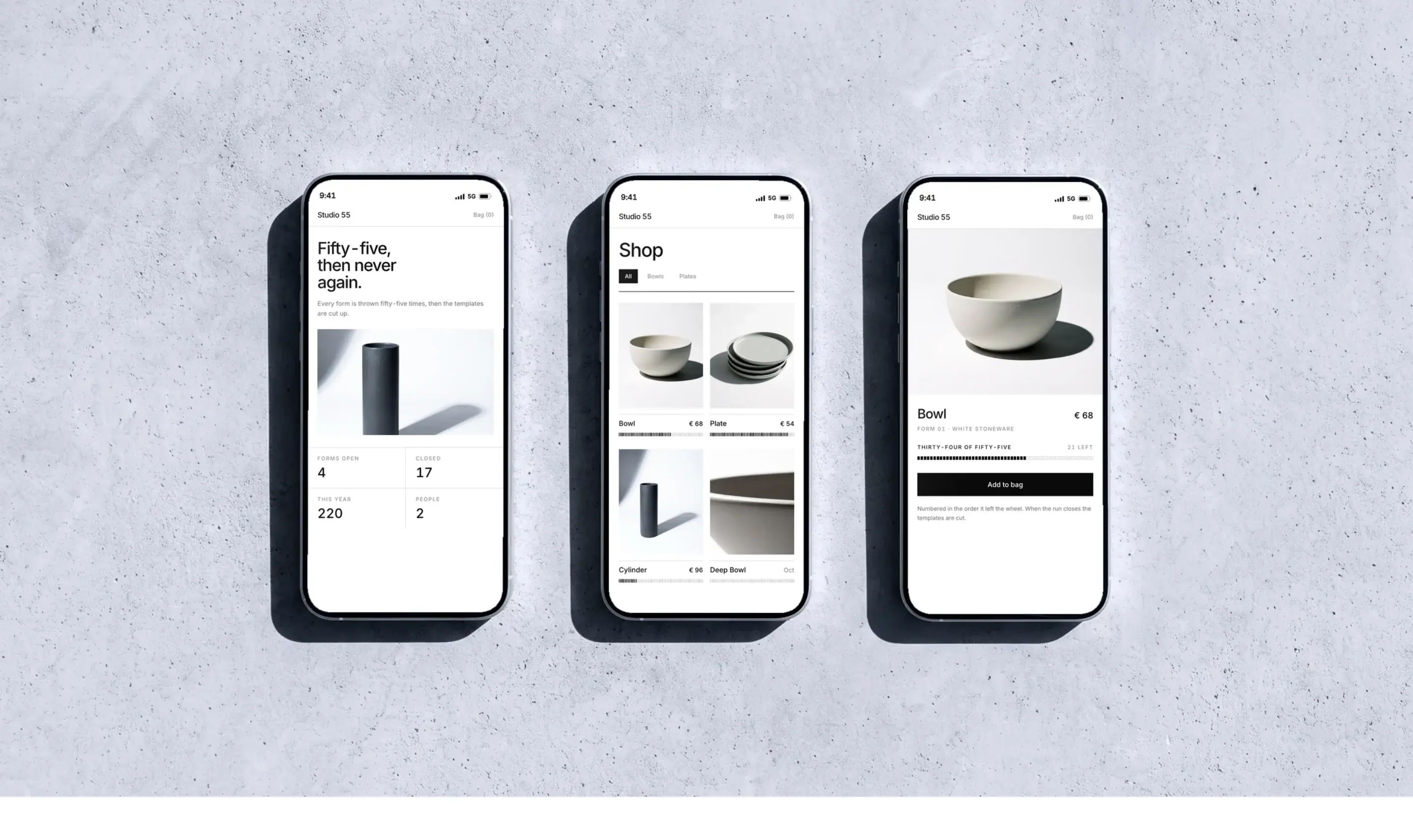 The shop on three phones