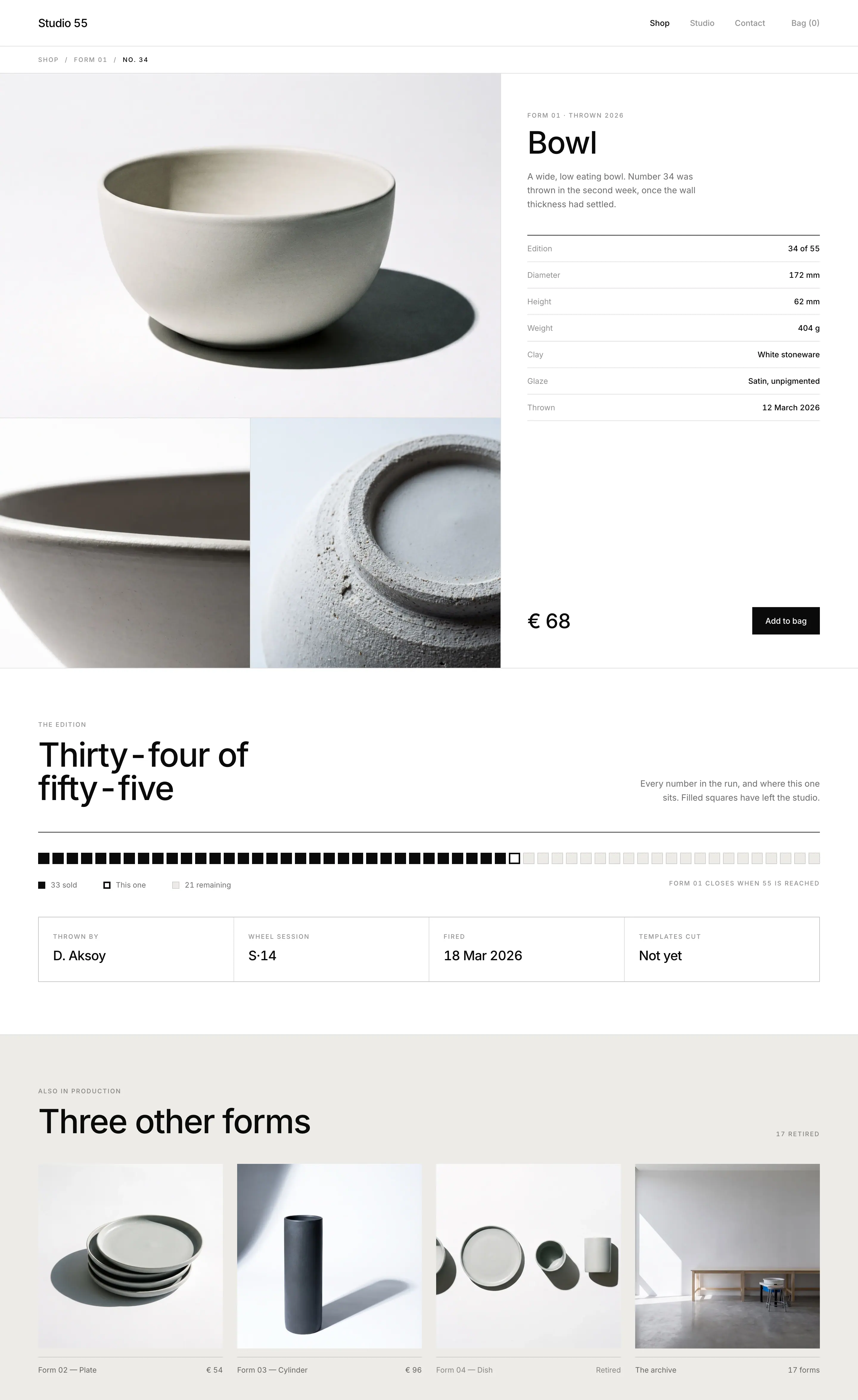 Object page with the edition run