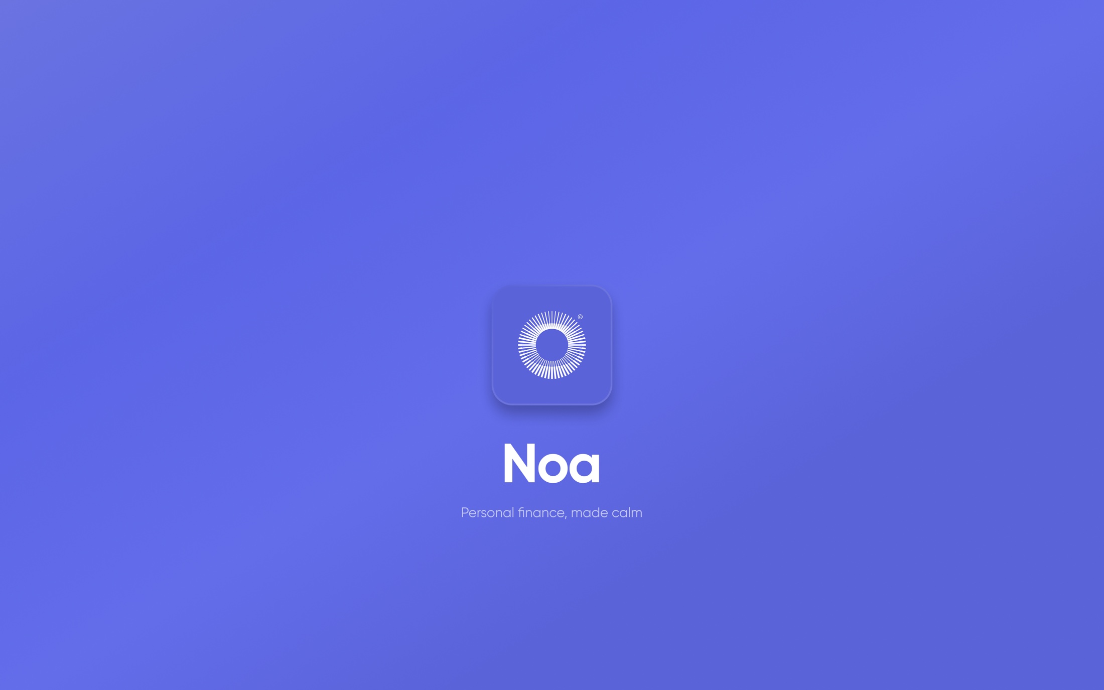 NOA app icon and wordmark — Personal finance, made calm